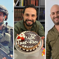 From left: Maj. (res.) Yair Cohen, 30, Sgt. First Class (res.) Ziv Chen, 27, Lt. Col. (res.) Netanel Yaacov Elkouby, 36 (Israel Defense Forces)