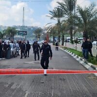 The scene of a fatal shooting in the northern Arab city of Umm Al-Fahm, February 25, 2024. (Israel Police)