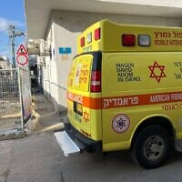 A Magen David Adom ambulance is seen at the location of a suspected murder in south Tel Aviv's Hatikvah neighborhood, March 19, 2024. (Magen David Adom)
