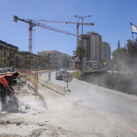 A construction site in the West Bank settlement of Ma'ale Adumim on February 29, 2024. (Menahem Kahana/AFP)