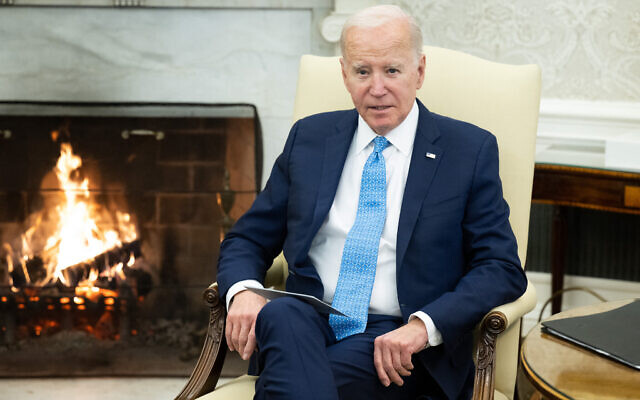 US President Joe Biden speaks during a meeting with Italian Prime Minister Giorgia Meloni in the Oval Office of the White House in Washington, DC, on March 1, 2024. (Photo by SAUL LOEB / AFP)