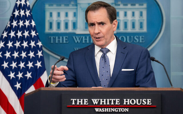 White House National Security Communications Advisor John Kirby speaks during the daily press briefing in the Brady Press Briefing Room of the White House in Washington, DC, March 1, 2024. (Saul Loeb / AFP)