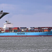 Illustrative: The MV Maersk Rubicon arrives at the Port of Melbourne, Australia's largest port for containerized and general cargo, to unload its containers in Melbourne on March 19, 2024. (William West/AFP)