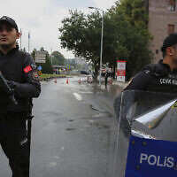 Illustrative: Turkish security forces in Ankara, October 1, 2023. (Ali Unal/AP)