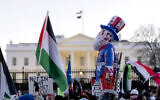 Demonstrators rally during the March on Washington for Gaza near the White House in Washington, January 13, 2024. (AP Photo/ Jose Luis Magana)