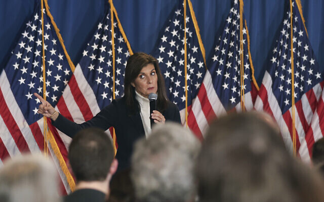 Republican presidential candidate and former United Nations Ambassador Nikki Haley speaks at a campaign event in Portland, Maine, Sunday, March 3, 2024. (AP/Reba Saldanha)