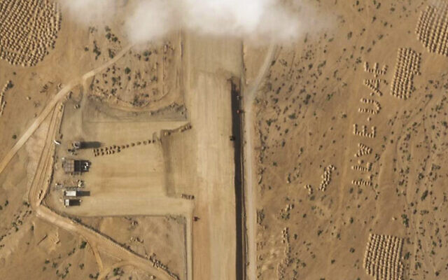 This satellite photo captured by Planet Labs PBC shows the construction of an airstrip on Abd al-Kuri Island, Yemen, March 26, 2024. (Planet Labs PBC via AP)