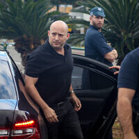Former prime minister Naftali Bennett at the scene of a terror attack in Raanana on January 15, 2024 (Itai Ron /Flash90)