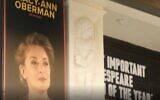 Screen capture from video of a theater in London's West End showing a poster for Jewish actress Tracy-Ann Oberman, February 2024. (Sky News. Used in accordance with Clause 27a of the Copyright Law)