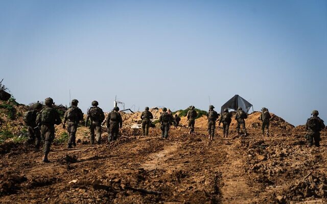Troops of the Kfir Brigade's Netzah Yehuda Battalion operate in northern Gaza's Beit Hanoun, in a handout image published March 8, 2024. (Israel Defense Forces)