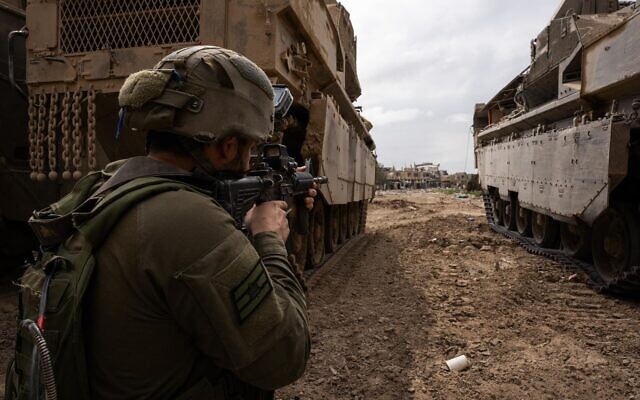 IDF soldiers operating in the Gaza Strip in a picture released on March 20, 2024 (Israel Defense Forces)