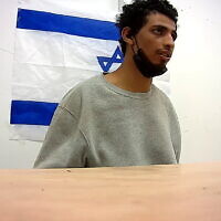 A screenshot from an IDF interrogation video of captured Palestinian Islamic Jihad terrorist Manar Qassem, who confesses to raping an Israeli woman in the October 7 attack, March 28, 2024. (Screenshot, used in accordance with Clause 27a of the Copyright Law)