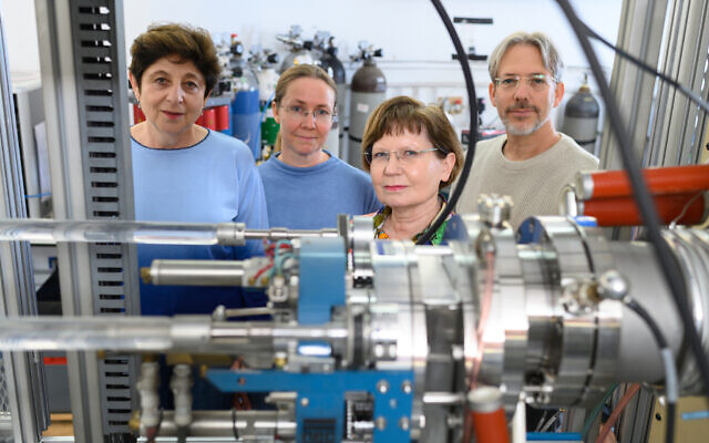 From left to right: Eugenia Mintz, Dr. Johanna Regev, Prof. Elisabetta Boaretto and Dr. Lior Regev of the Weizmann Institute of Science's Elisabetta Boaretto Labs. (Courtesy)