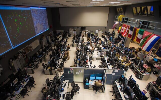 The Combined Air Operations Center at Al Udeid Air Base, Qatar, in 2018. (US Air Force/Alexander W. Riedel)
