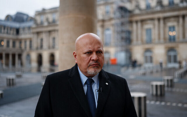 International Criminal Court Prosecutor Karim Khan poses during an interview with AFP at the Cour d'Honneur of the Palais Royal in Paris on February 7, 2024.  (Dimitar DILKOFF / AFP)