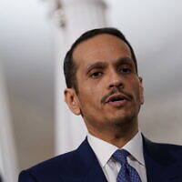 Qatari Prime Minister and Minister of Foreign Affairs Sheikh Mohammed bin Abdulrahman bin Jassim al-Thani speaks to the press at the US State Department in Washington, DC, on March 5, 2024. (Drew ANGERER / AFP)