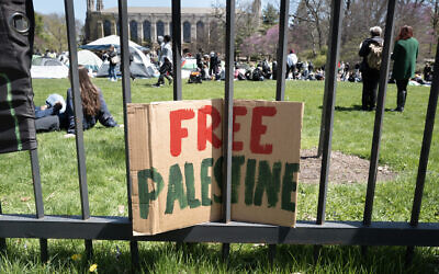 Students gather at the pro-Palestinian Gaza Solidarity Encampment on the campus of Northwestern University on April 25, 2024 in Evanston, Illinois. (Scott Olson/Getty Images/AFP)