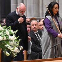 World Central Kitchen (WCK) founder Jose Andres (L) attends an interfaith memorial service for the seven WCK workers killed in Gaza, at the Washington National Cathedral, in Washington, DC, on April 25, 2024. (SAUL LOEB / AFP)