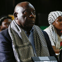 File: South African President Cyril Ramaphosa listens in Johannesburg, South Africa, to the ruling from the top UN court that harshly criticized Israel's war against Hamas, on January 26, 2024. (AP Photo)
