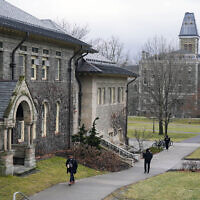 Students walk on the Cornell University campus in Ithaca, New York, February 2, 2024. (Seth Wenig\AP Photo)