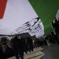 Supporters of Palestinians in Gaza protest in Istanbul, Turkey, April 5, 2024. (AP Photo/Khalil Hamra)