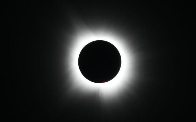 A total solar eclipse is seen from Arlington, Texas, April 8, 2024. (AP Photo/Julio Cortez)