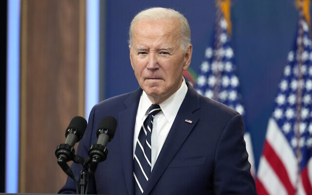 US President Joe Biden speaks to the National Action Network Convention remotely from the South Court Auditorium of the White House, Friday, April 12, 2024, in Washington. (AP Photo/Alex Brandon)