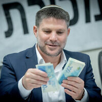 File - Finance Minister Bezalel Smotrich in Jerusalem, April 21, 2024. (Chaim Goldberg/Flash90)