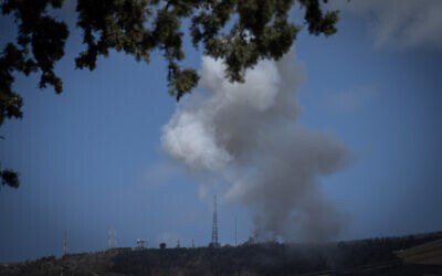 Heavy missile rockets attack that landed in Kibbutz Hanita, northern Israel, on April 21, 2024. (Michael Giladi/Flash90)