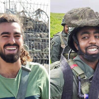 This composite image shows Master Sgt. (res.) Ido Aviv (L) and Master Sgt. (res.) Kalkidan Meharim, who were killed during fighting in the central Gaza Strip on April 28, 2024. (Israel Defense Forces)