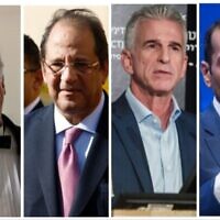 CIA chief Bill Burns, Egyptian intel chief Abbas Kamel, Mossad chief David Barnea and Qatari Prime Minister Mohammed bin Abdulrahman Al-Thani. (Collage/AP/AFP)