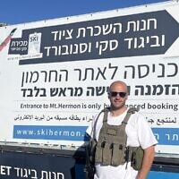 Hermon CEO Refael Nave has been on military reserve duty since the outbreak of Israel's October 7 war. He's also a member of the security squad in his hometown of Neve Ativ, in the foothills of the Hermon, pictured here on April 4, 2024. (Uriel Heilman/ JTA)