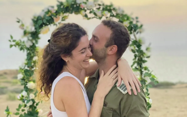 Maj. (res.) Dor Zimel proposing to his girlfriend Shir in October 2023. Zimel died of wounds sustained in a Hezbollah attack in the north on April 20, 2024. (Facebook)