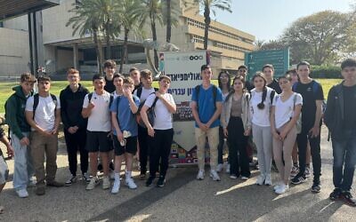 Students at the Tel Aviv University campus for the Hebrew Language Olympics, on April 5, 2023. (courtesy)