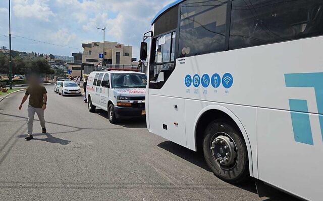 The scene of a shooting attack on Route 55 in the West Bank in which two people were injured, April 7, 2024. (Magen David Adom)