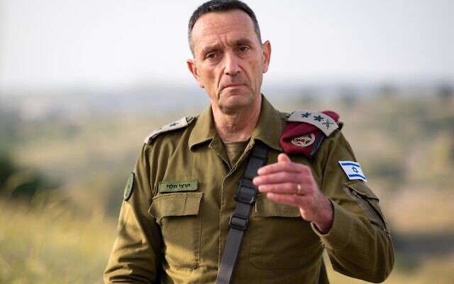 IDF Chief of Staff Herzi Halevi speaks to the press from an army base in central Israel, April 7, 2024. (Israel Defense Forces)