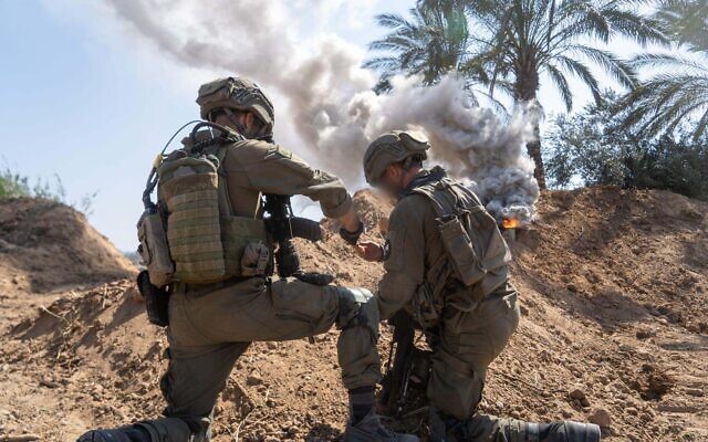 Troops operate in the Gaza Strip in a photo cleared for publication on April 19, 2024. (Israel Defense Forces)