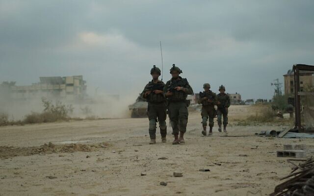 Troops operate in Gaza in an undated photo released by the military for publication on April 24, 2024. (Israel Defense Forces)