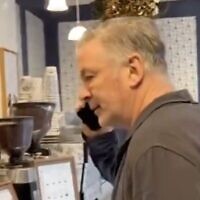 Alec Baldwin is accosted by an anti-Israel protester at a New York coffee shop in an undated video circulating on social media (Screenshot/X/ Used in accordance with Clause 27a of the Copyright Law)