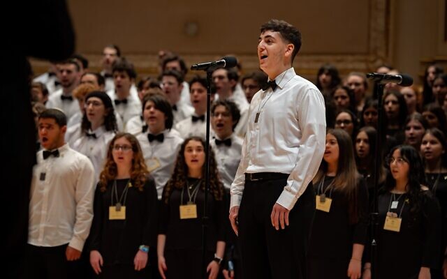HaZamir: The International Jewish Youth Choir performs at Carnegie Hall in New York City, April 7, 2024 (photo: Angie Lieber)