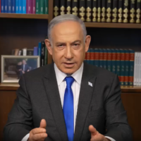 Prime Minister Benjamin Netanyahu speaking in a video message to the Israeli public on April 21, 2024. (Roi Avraham/ GPO)