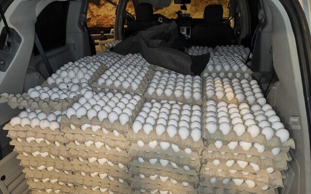 Eggs seized by inspectors in an undated photo released by the Agriculture Ministry (Courtesy)