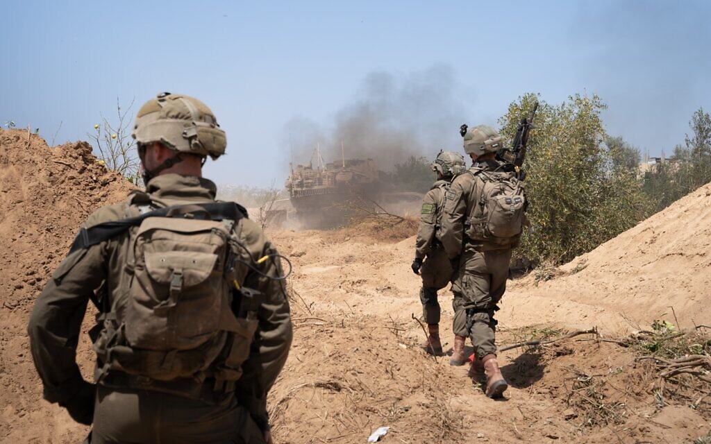 Troops operate in the Gaza Strip in an undated photo released by the military for publication on April 27, 2024 (Israel Defense Forces)