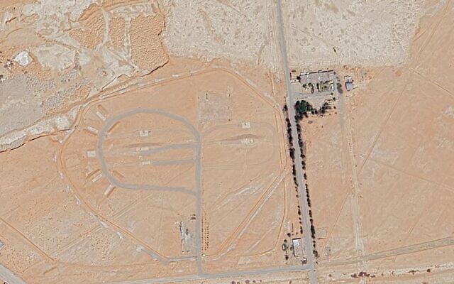 An undated satellite image showing empty air defense embattlements at a site reportedly struck in an alleged Israeli attack on April 19, 2024, near Isfahan, Iran. (Screen capture: Google Maps)