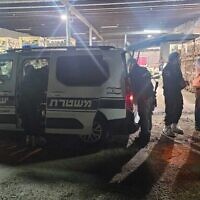 Illustrative: Police at the scene of a double murder in Isfiya, northern Israel, April 13, 2024. (Israel Police)