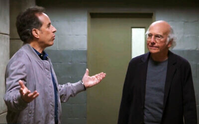 Comedians Jerry Seinfeld (left) and Larry David, co-creators of "Seinfeld," in the final episode of HBO's "Curb Your Enthusiasm," which aired April 7, 2024. (YouTube video screenshot: used in accordance with Clause 27a of the Copyright Law)