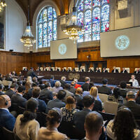 The International Court of Justice, the principal judicial organ of the UN, hears South Africa's oral arguments asking the court to order Israel to halt its military campaign against Hamas, May 16, 2024. (International Court of Justice)