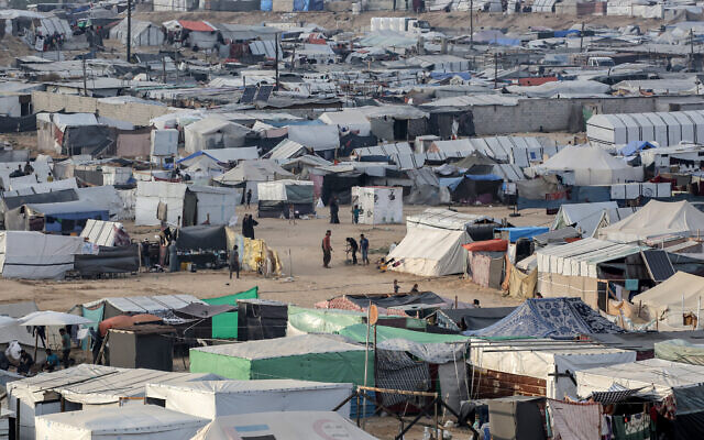 This picture taken on April 30, 2024 shows a view of tents at a camp housing displaced Palestinians in Rafah in the southern Gaza Strip (AFP)