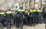 Dutch police clash with anti-Israel protesters at the University of Amsterdam on May 13. (AFP)