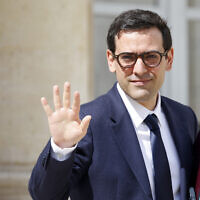 France's Minister for Foreign and European Affairs Stephane Sejourne leaves the weekly cabinet meeting at the presidential Elysee Palace in Paris, on May 21, 2024. (Ludovic MARIN / AFP)